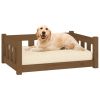 Honey Brown Solid Wood Pine Dog Bed – 29.7”x21.9”x11” | Sturdy Pet Bed