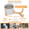 Double Ceramic Pet Bowls with Wooden Stand - Raised Feeder for Small Dogs & Cats (28.7 oz)