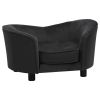 Black Plush and Faux Leather Dog Sofa - 27.2"x19.3"x15.7"