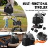 VEVOR Pet Stroller (4 Wheels) - Dog Stroller with Brakes, 35 lbs Capacity, Detachable Carrier