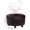 Brown Dog Sofa Bed - Plush & Faux Leather Pet Couch for Small Dogs (18.9"x18.9"x12.6")