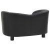 Black Dog Sofa - Faux Leather Pet Bed (26.4"x16.1"x15.4")