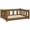 Honey Brown Solid Wood Pine Dog Bed – 29.7”x21.9”x11” | Sturdy Pet Bed