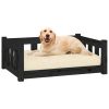 Black Solid Wood Pine Dog Bed – 29.7"x21.9"x11" Sturdy Pet Bed