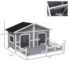 Gray & White Dog House - Outdoor Weatherproof Shelter