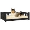 Black Solid Wood Pine Dog Bed - 37.6"x25.8"x11", Durable Pet Furniture