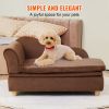 VEVOR Pet Sofa - Soft Velvety Dog Couch for Medium Dogs & Cats (Dark Brown, 81 lbs Capacity)