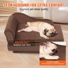 VEVOR Pet Sofa - Soft Velvety Dog Couch for Medium Dogs & Cats (Dark Brown, 81 lbs Capacity)