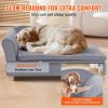 VEVOR Pet Sofa - Soft Velvety Dog Couch for Large Dogs & Cats (Gray, 110 lbs Capacity)