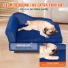 VEVOR Pet Sofa - Soft Velvety Dog Couch for Medium Dogs & Cats (Blue, 81 lbs Capacity)