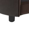 Brown Plush & Faux Leather Dog Sofa - 27.2"x19.3"x15.7", Cozy Pet Couch