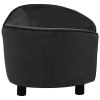 Black Plush Dog Sofa - 27.2"x19.3"x15.7", Comfortable Pet Couch