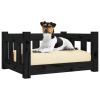 Black Solid Wood Pine Dog Bed (21.9"x17.9"x11")