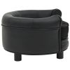 Black Plush and Faux Leather Dog Sofa (18.9"x18.9"x12.6")