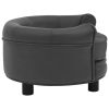 Dark Gray Dog Sofa - Plush & Faux Leather (18.9"x18.9"x12.6")