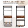 Adjustable Raised Dog Feeding Station with Storage and Shelves