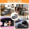 Gray Foldable Dog Stairs With Storage – Pet Steps for Small & Medium Dogs