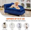 VEVOR Pet Sofa - Soft Velvety Dog Couch for Medium Dogs & Cats (Blue, 81 lbs Capacity)