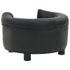 Black Plush and Faux Leather Dog Sofa (18.9"x18.9"x12.6")