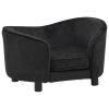 Black Plush Dog Sofa - 27.2"x19.3"x15.7", Comfortable Pet Couch