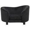 Black Plush Dog Sofa - 27.2"x19.3"x15.7", Comfortable Pet Couch