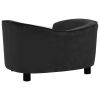 Black Plush Dog Sofa - 27.2"x19.3"x15.7", Comfortable Pet Couch