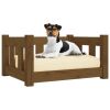 Honey Brown Dog Bed - Solid Pine Wood (21.9"x17.9"x11")