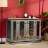 Large Furniture-Style Dog Crate - Dark Walnut with Removable Panel