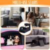 Black Dog Stairs for High Beds - Foldable Steps with Storage for Small & Medium Dogs