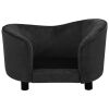 Black Plush Dog Sofa - 27.2"x19.3"x15.7", Comfortable Pet Couch