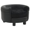 Black Plush and Faux Leather Dog Sofa (18.9"x18.9"x12.6")