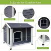 Outdoor Wooden Dog House - Waterproof, Windproof Kennel (For Medium Dogs)