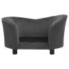 Dog Sofa - Dark Gray Plush and Faux Leather