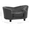 Dog Sofa - Dark Gray Plush and Faux Leather