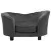 Dog Sofa - Dark Gray Plush and Faux Leather