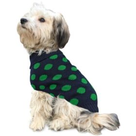 Fashion Pet Contrast Dot Dog Sweater - Green, X-Large, Polka Dot Design