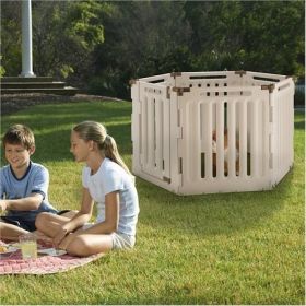 Convertible Indoor Outdoor 6 Panel Pet Playpen - 3-in-1 Pet Gate, Playpen & Divider