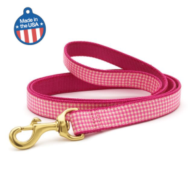 Pink Gingham Collar or Leash - Threaded Pear Collar Collection (Sie: Medium, Color: Pink Gingham)