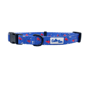 Cutie Ties Fun Design Dog Collar (Sie: Small, Color: Red/White/Bones)