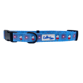 Cutie Ties Fun Design Dog Collar (Sie: Small, Color: 4th of July)