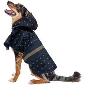 Fashion Pet Polka Dot Dog Raincoat (Navy) – Stylish Waterproof Pet Coat (Option: Medium)