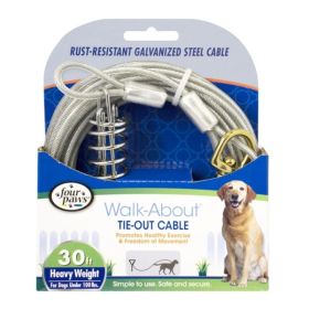 Four Paws Walk-About Tie-Out – Durable & Tangle-Free Outdoor Dog Cable (Option: About TieOut Cable Heavy Weight for Dogs up to 100 lbs  30' Long)