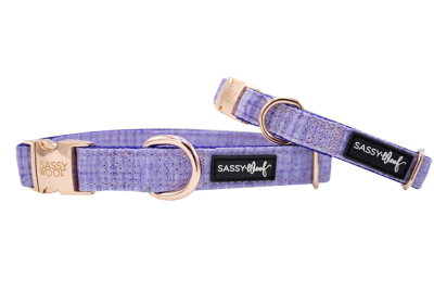 Rose Gold Accent Dog Collar (Sie: Large, Color: Purple)