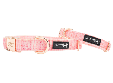 Rose Gold Accent Dog Collar (Sie: Large, Color: Pink)