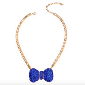 Royal Blue Bow Necklace - Big Dog Necklace (Sie: XL)