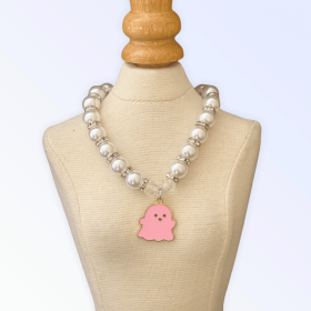 My Fa-BOO-Lous Pearl Ghost Necklace (Sie: Small, Color: Pink)