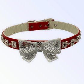 My Glam Holiday Bow Collar (Sie: X Small, Color: WHITE BOW)