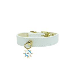 Nautical Dog Charm Collar (Sie: 10", Color: White)