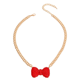 Red Bow Pendant Necklace (Sie: Small)