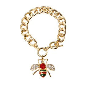 Rhinestone Bee Toggle Necklace (Sie: Small, Color: Red)